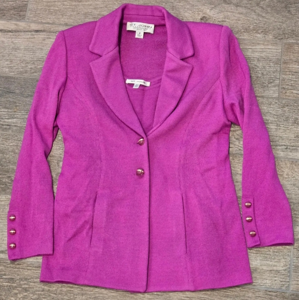 St. John by Marie Gray Knit Jacket Top 2